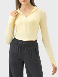 Zip Up Hooded Long Sleeve Active Outerwear - Spoiled Me Rotten