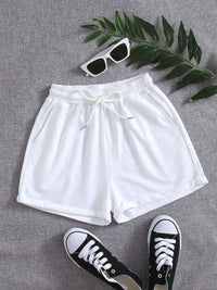 Drawstring Pocketed Elastic Waist Shorts - Spoiled Me Rotten