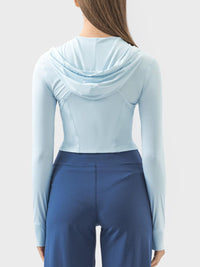 Zip Up Hooded Long Sleeve Active Outerwear - Spoiled Me Rotten