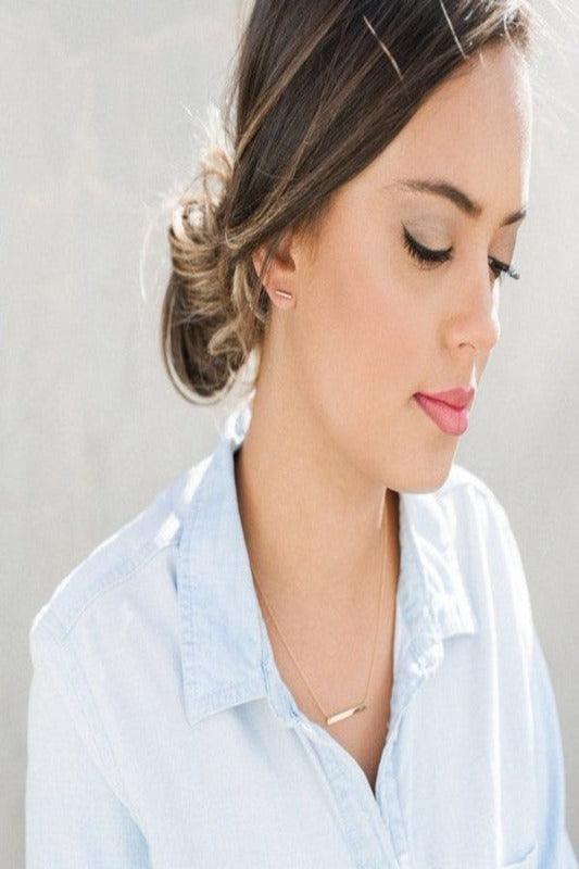 Round Midi Bar Stud Earrings - Spoiled Me Rotten