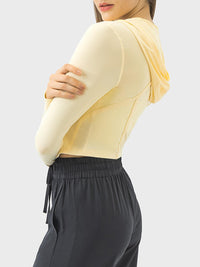 Zip Up Hooded Long Sleeve Active Outerwear - Spoiled Me Rotten