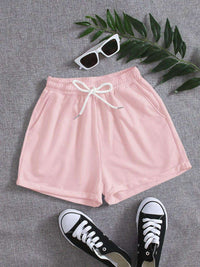 Drawstring Pocketed Elastic Waist Shorts - Spoiled Me Rotten