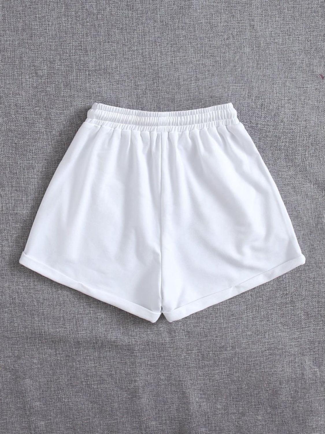 Drawstring Pocketed Elastic Waist Shorts - Spoiled Me Rotten