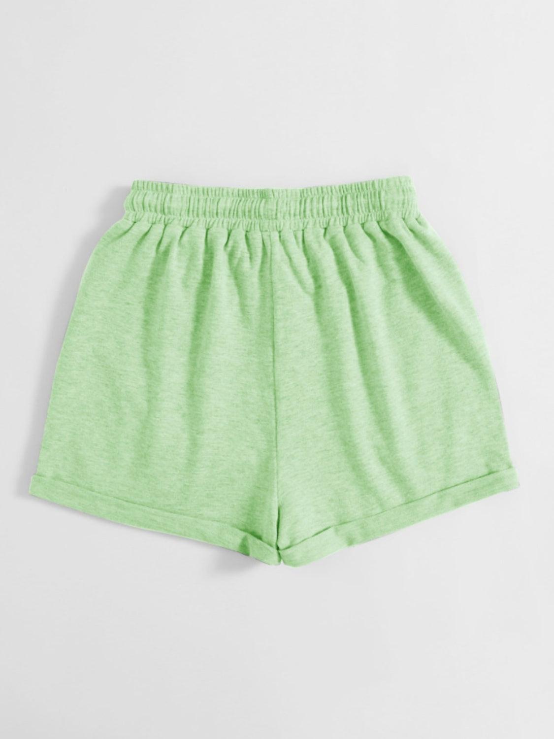Drawstring Pocketed Elastic Waist Shorts - Spoiled Me Rotten