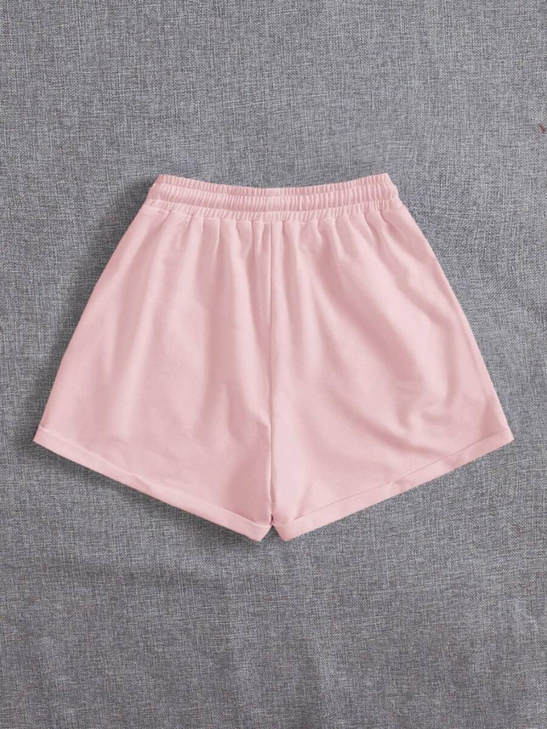 Drawstring Pocketed Elastic Waist Shorts - Spoiled Me Rotten