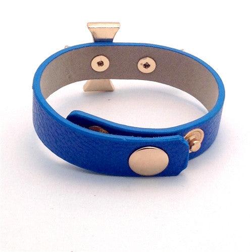 CRYSTAL CROSS LEATHER BRACELET - Spoiled Me Rotten