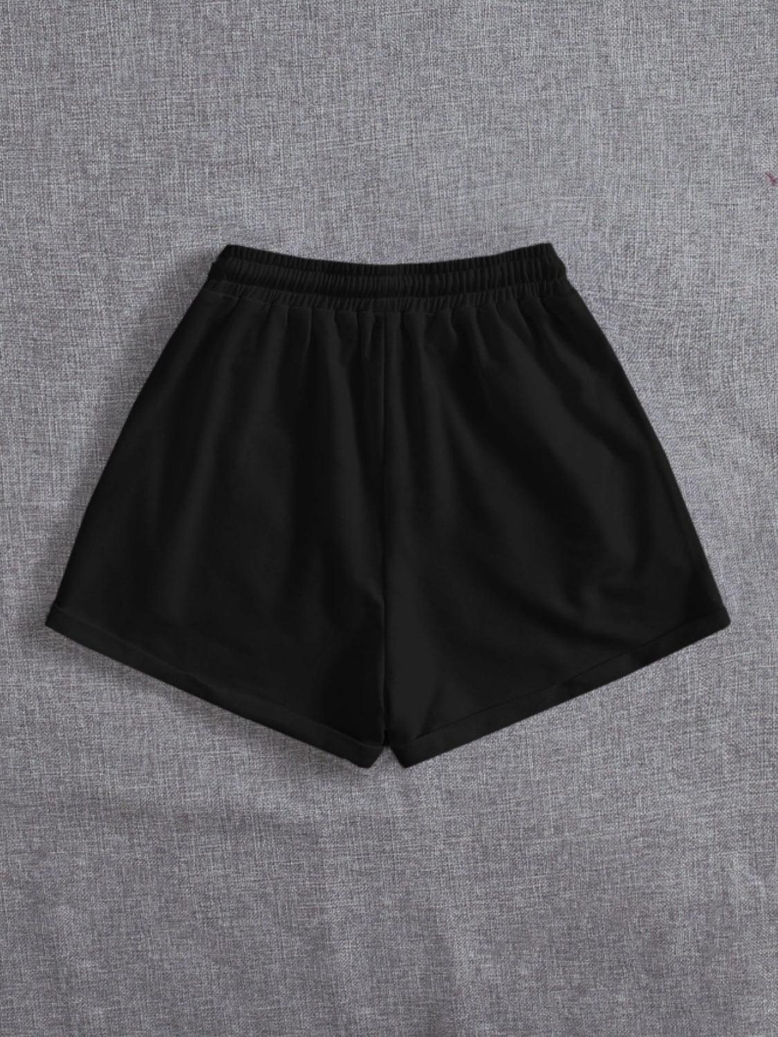 Drawstring Pocketed Elastic Waist Shorts - Spoiled Me Rotten