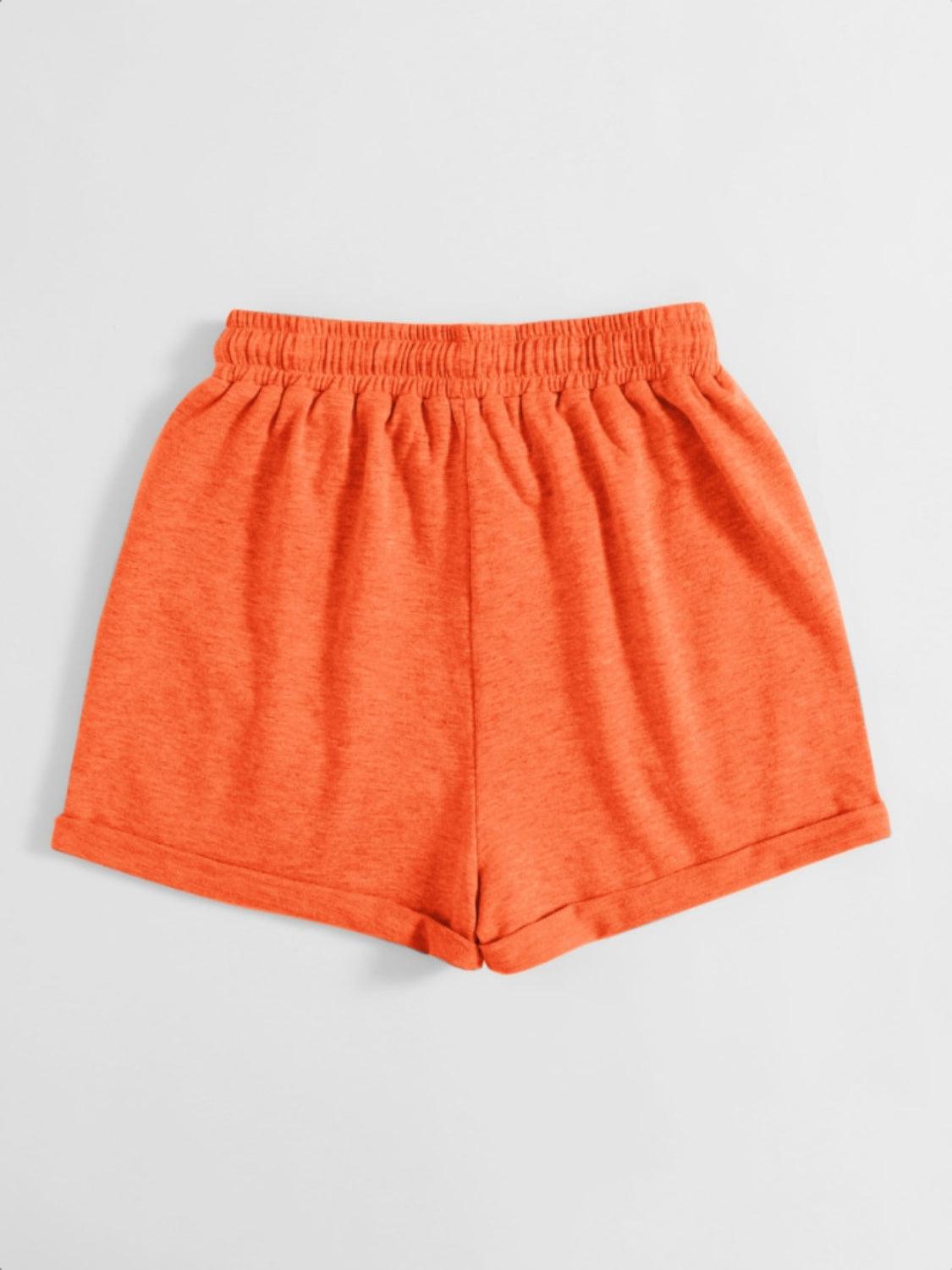 Drawstring Pocketed Elastic Waist Shorts - Spoiled Me Rotten