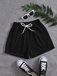 Drawstring Pocketed Elastic Waist Shorts - Spoiled Me Rotten