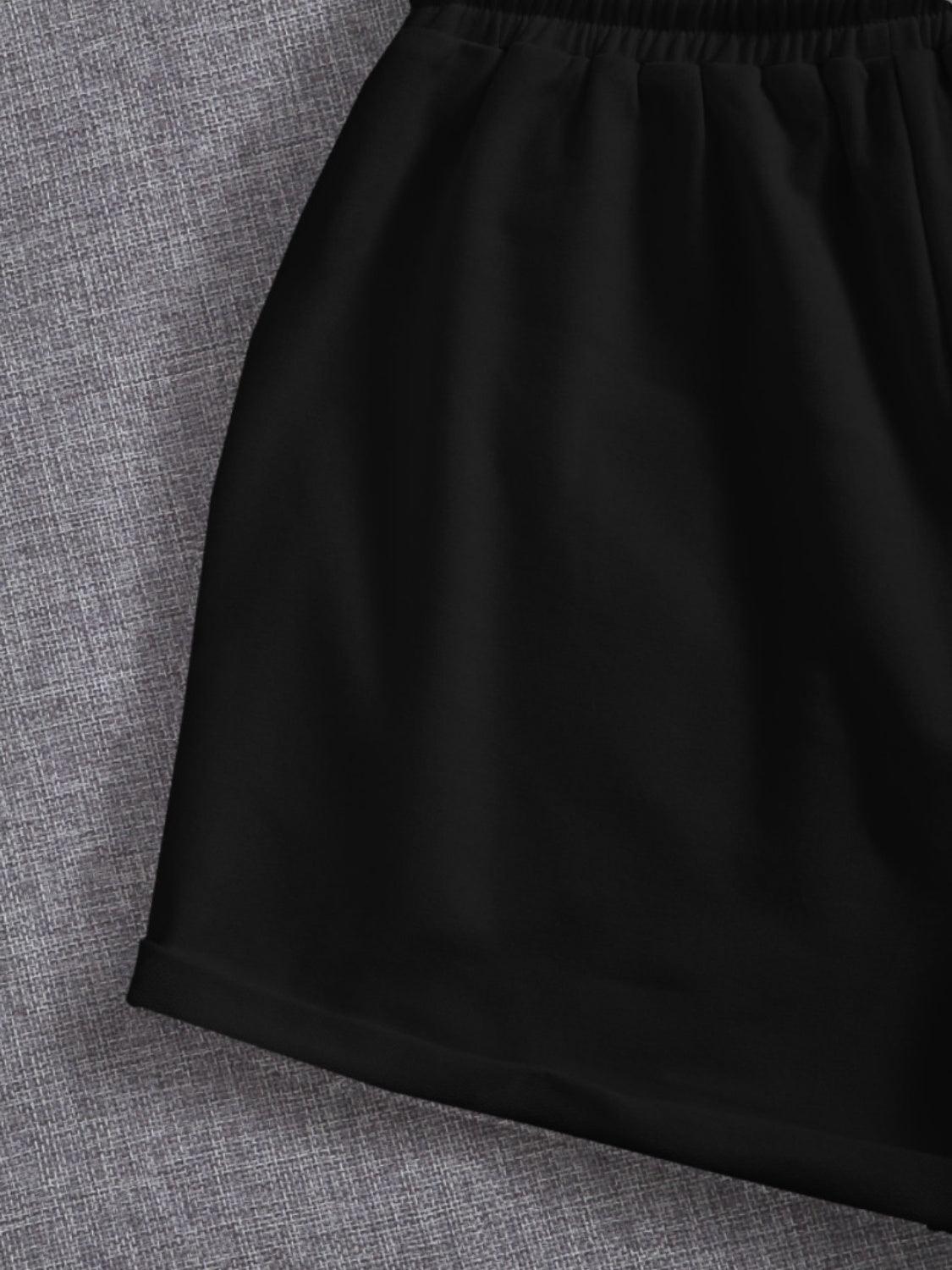Drawstring Pocketed Elastic Waist Shorts - Spoiled Me Rotten
