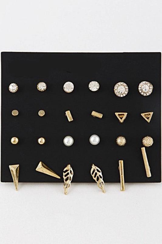 Mixed Gold Stud Earrings - Spoiled Me Rotten