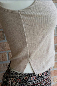 Ribbed Sleeveless Mock Cropped Top - Spoiled Me Rotten