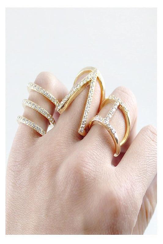 Rhinestone Cutout Ring Set - Spoiled Me Rotten