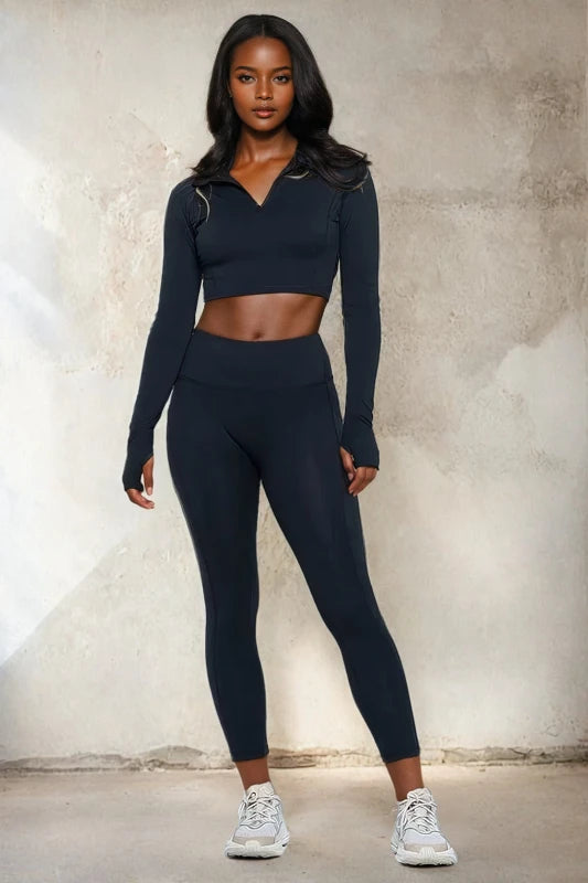 Long Sleeve Activewear Set Top and Leggings - Spoiled Me Rotten 