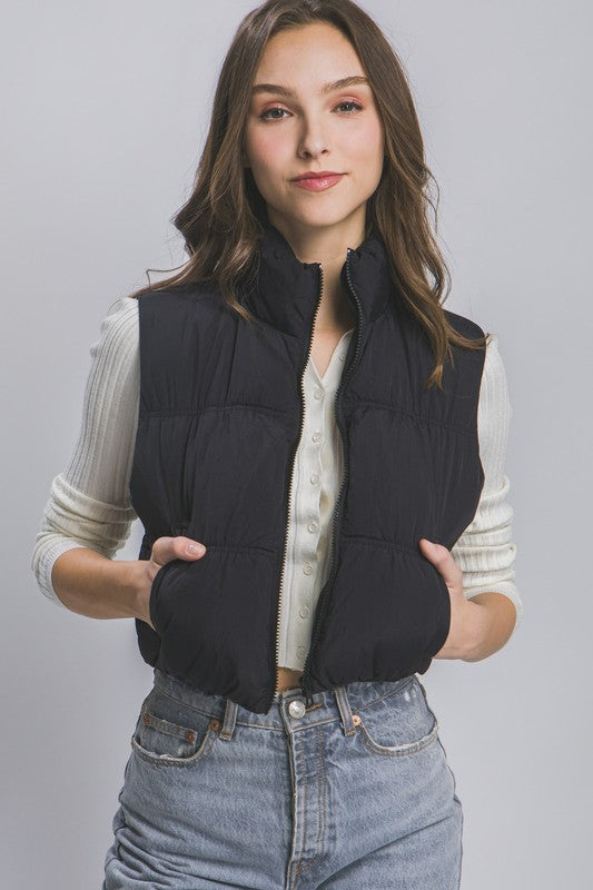 High Neck Puffer Vest - Spoiled Me Rotten 