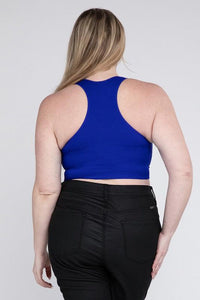 Plus Ribbed Cropped Racerback Tank Top - Spoiled Me Rotten 