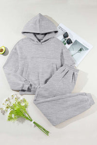 Dropped Shoulder Long Sleeve Hoodie Set