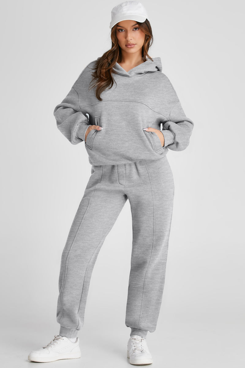 Dropped Shoulder Long Sleeve Hoodie Set