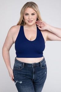 Plus Ribbed Cropped Racerback Tank Top - Spoiled Me Rotten 