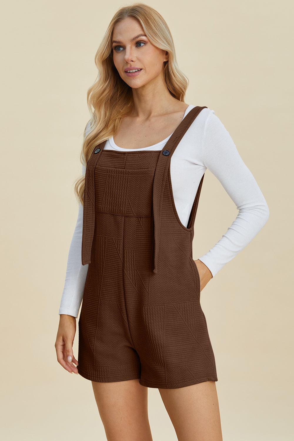 Double Take Full Size Texture Sleeveless Romper - Spoiled Me Rotten 