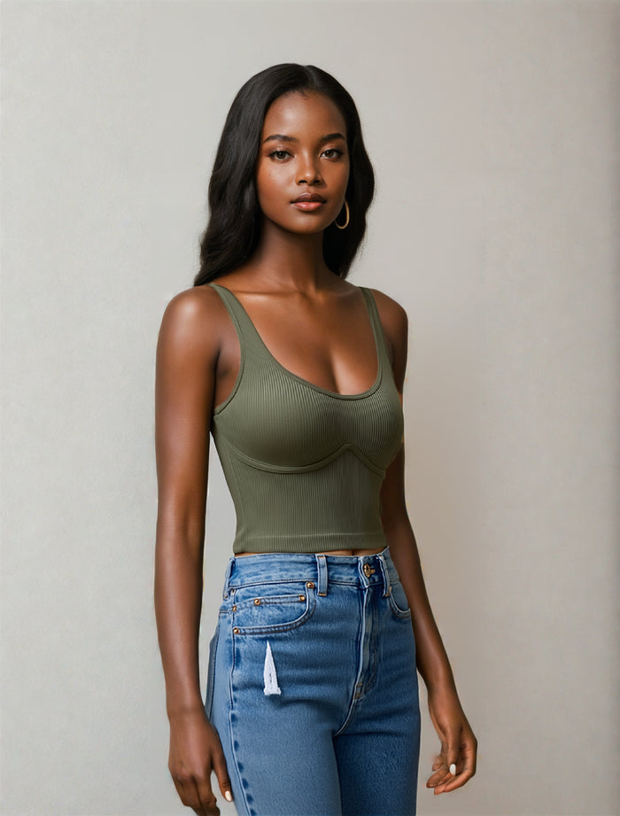 Ribbed Underline Seams Brami Top - Spoiled Me Rotten 