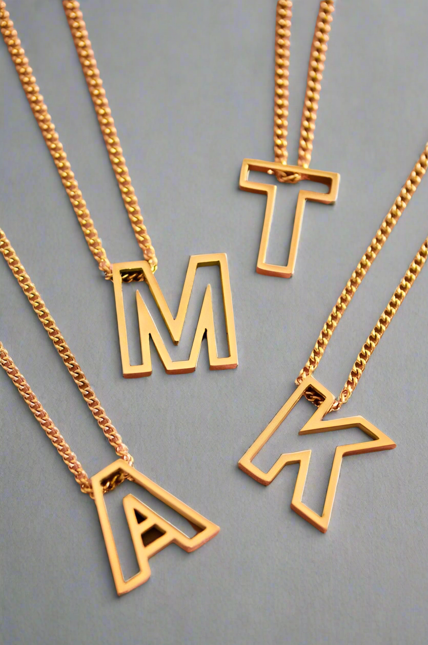 Cutout Initial Letter Necklace