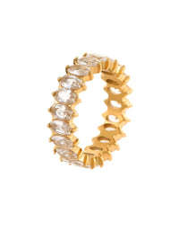 Eternal Glow Ring – gold plated stainless steel zircon band on neutral background
