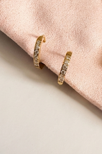 18K gold stainless steel pavé hoop earrings close-up