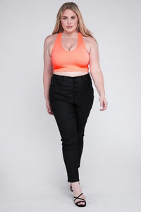 Plus Ribbed Cropped Racerback Tank Top - Spoiled Me Rotten 