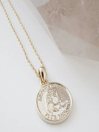 Dainty Gold Lady Gisela Necklace front view on white background