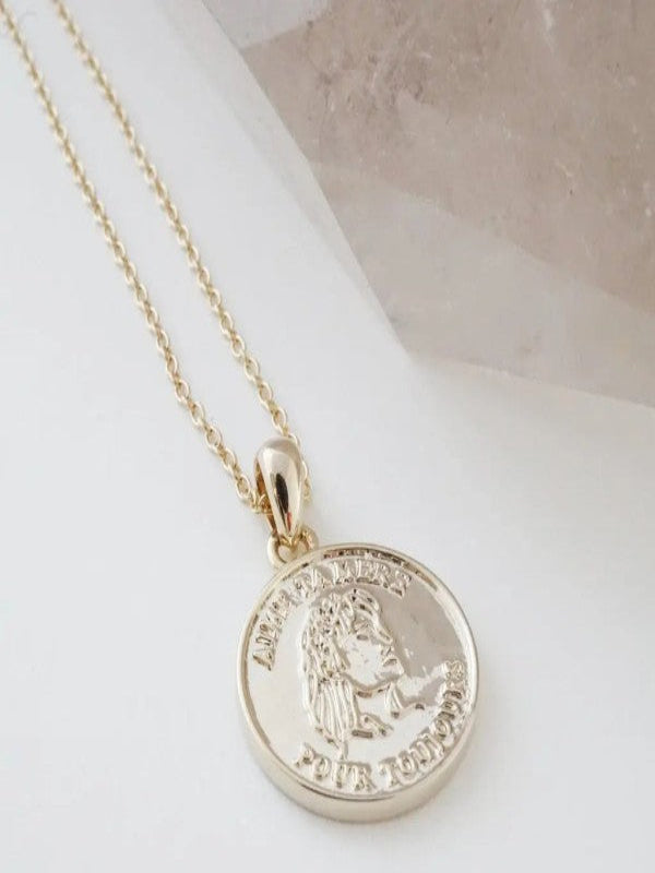 Dainty Gold Lady Gisela Necklace front view on white background