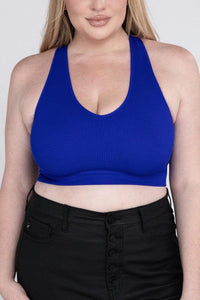 Plus Ribbed Cropped Racerback Tank Top - Spoiled Me Rotten 