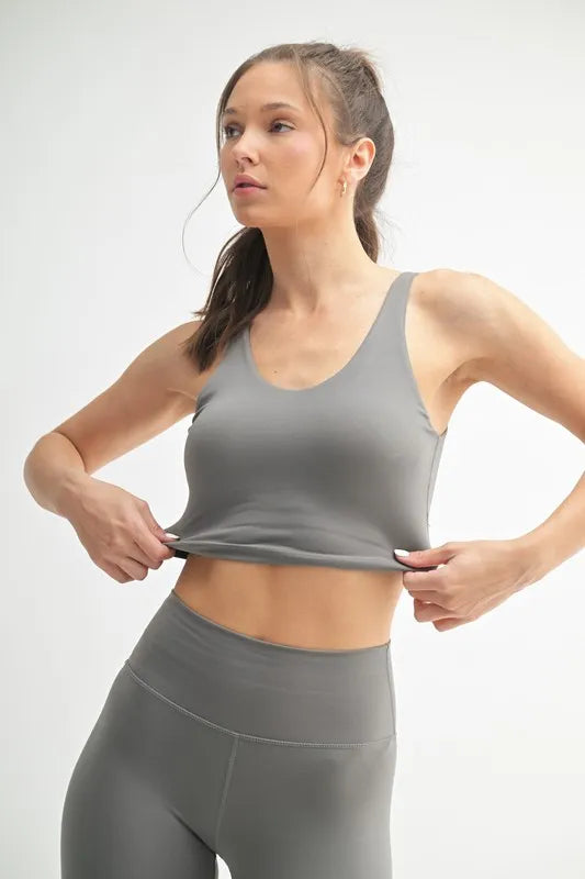 Women wearing gray activewear set