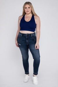 Plus Ribbed Cropped Racerback Tank Top - Spoiled Me Rotten 