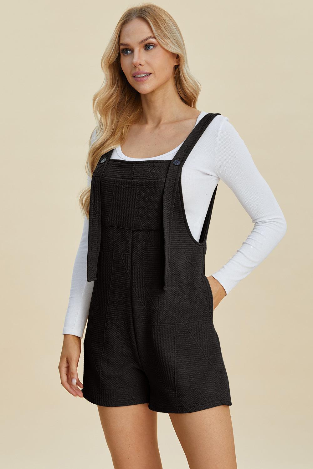 Double Take Full Size Texture Sleeveless Romper - Spoiled Me Rotten 