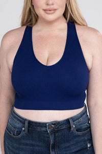 Plus Ribbed Cropped Racerback Tank Top - Spoiled Me Rotten 