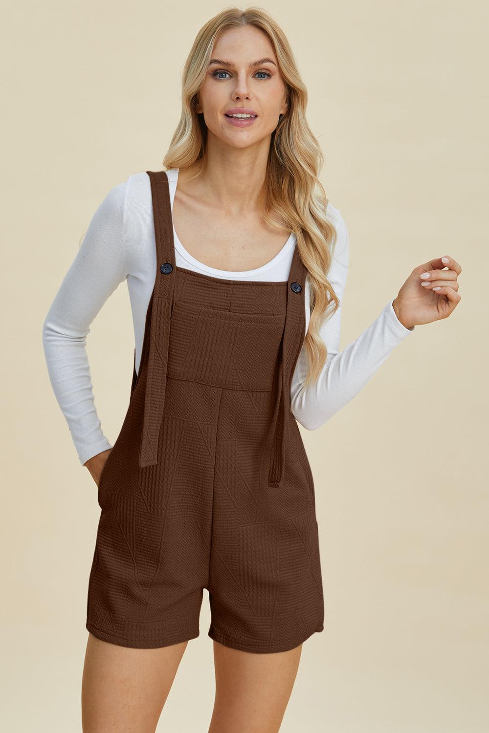 Double Take Full Size Texture Sleeveless Romper - Spoiled Me Rotten 