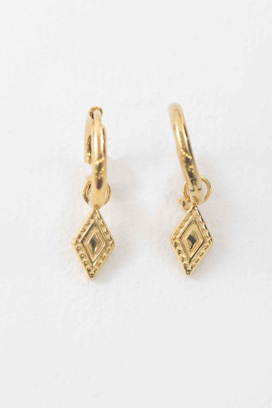 Danity dangle hoop earrings front close up