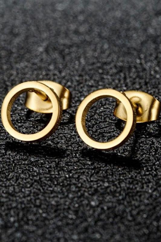 Hypoallergenic gold studs styled for casual and dressy outfits