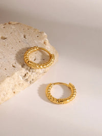 Twisted Huggies Hoop Earrings in 18K gold-plated stainless steel