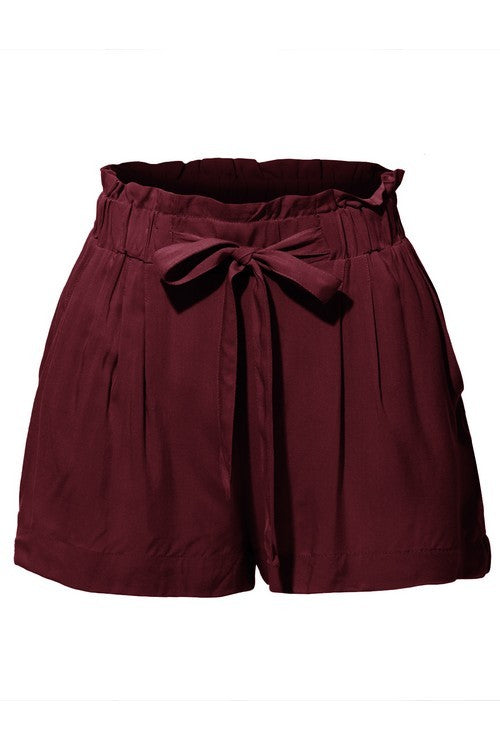Smocked Belted High Waisted Shorts - Spoiled Me Rotten Boutique 