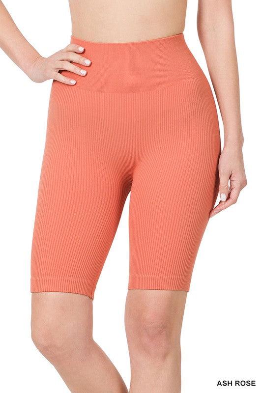 Seamless Ribbed High Waist Biker Shorts - Spoiled Me Rotten 