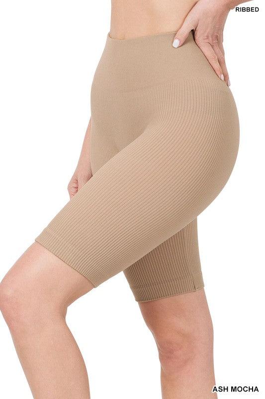Seamless Ribbed High Waist Biker Shorts - Spoiled Me Rotten 