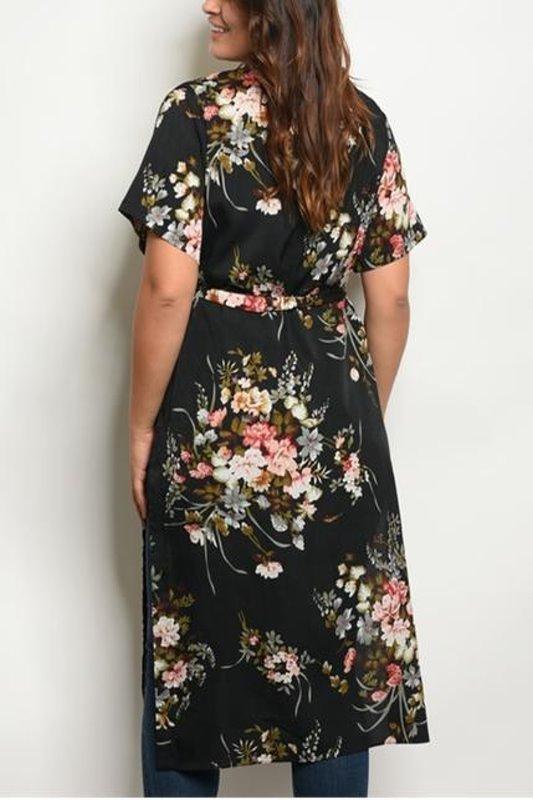 Plus Size Floral Longline Kimono - Spoiled Me Rotten 