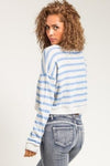 Blue Striped Cropped Sweater - Spoiled Me Rotten Boutique 