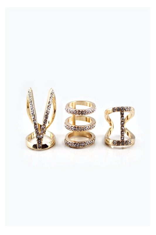 Rhinestone Cutout Ring Set - Spoiled Me Rotten Boutique 