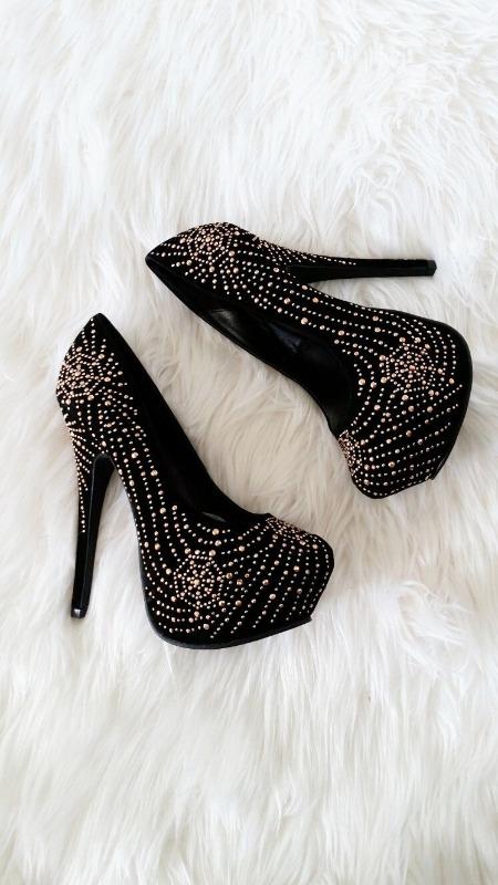 FAUX SUEDE RHINESTONE HEELS - Spoiled Me Rotten Boutique 