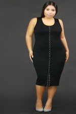 Button Midi Dress Plus Size - Spoiled Me Rotten Boutique 