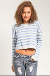 Blue Striped Cropped Sweater - Spoiled Me Rotten Boutique 
