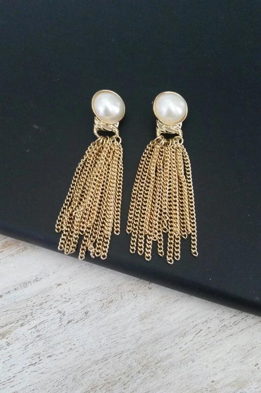 PEARL FRINGE EARRINGS - Spoiled Me Rotten 